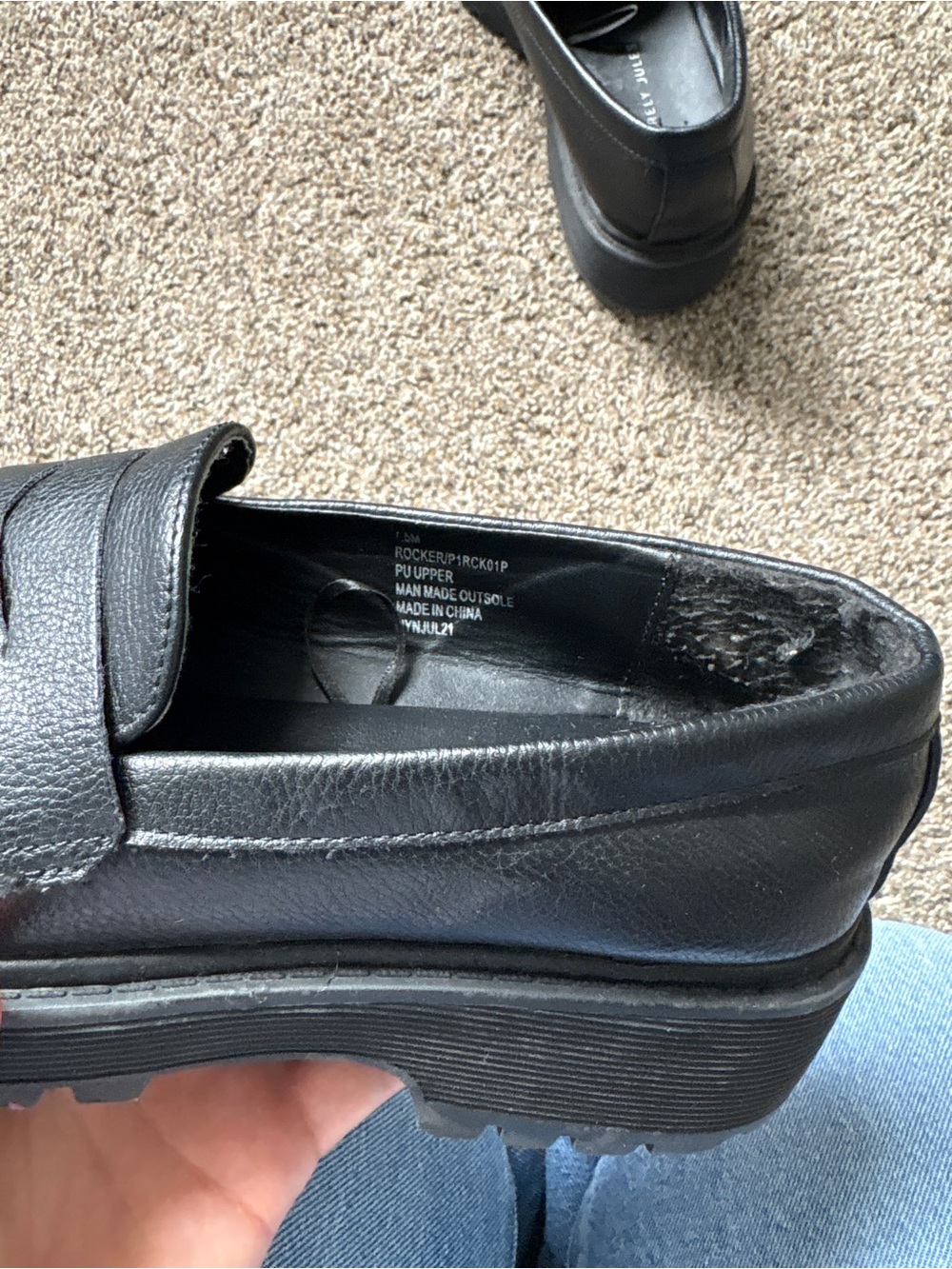 Sincerly Jules Black Chunky Lug Slip-On Loafers - Picture 5 of 11